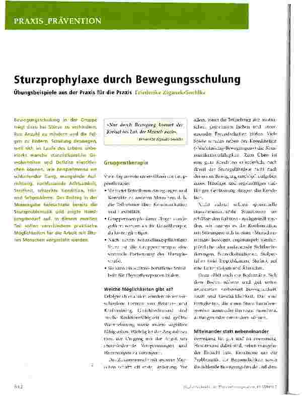Vorschauseite 1: Sturzprophylaxe durch Bewegungsschulung