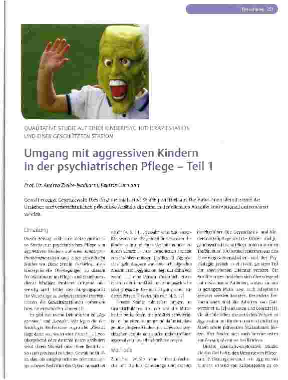Vorschauseite 1: Umgang mit aggressiven Kindern in der psychiatrischen Pflege - Teil 1