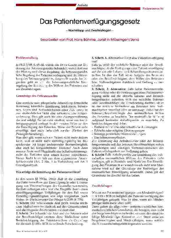 Vorschauseite 1: Das Patientenverfügungsgesetz