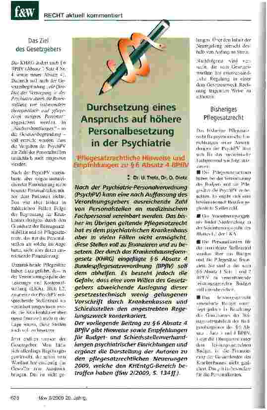 Vorschauseite 1: Durchsetzung eines Anspruchs auf höhere Personalbesetzung in der Psychiatrie