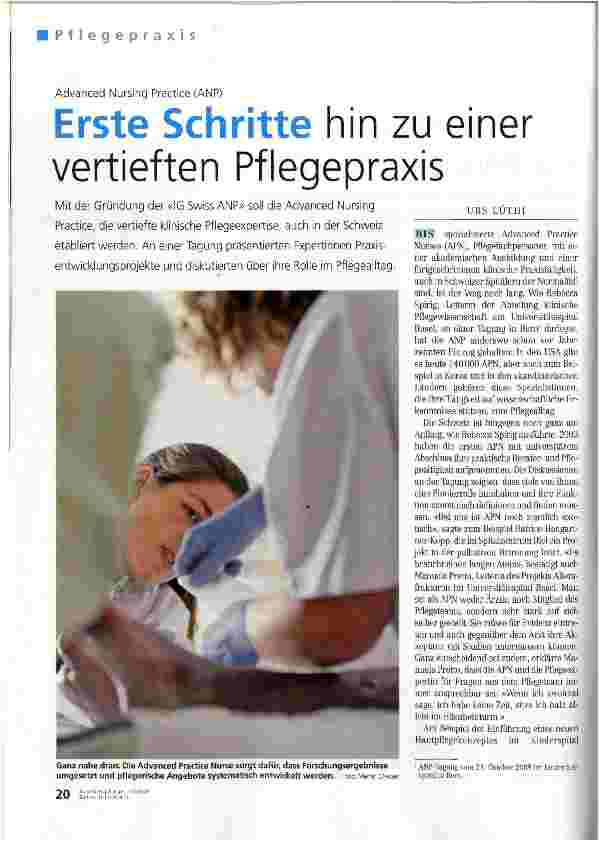 Vorschauseite 1: Erste Schritte hin zu einer vertieften Pflegepraxis