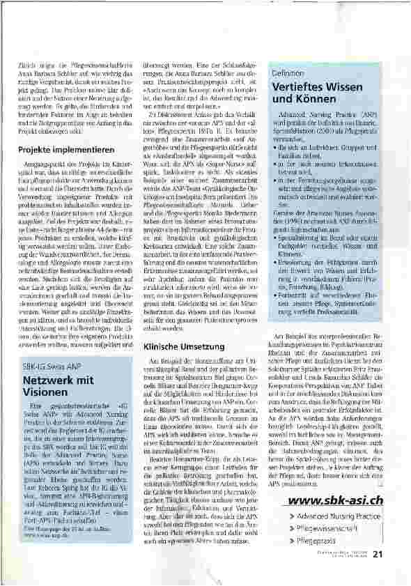 Vorschauseite 2: Erste Schritte hin zu einer vertieften Pflegepraxis