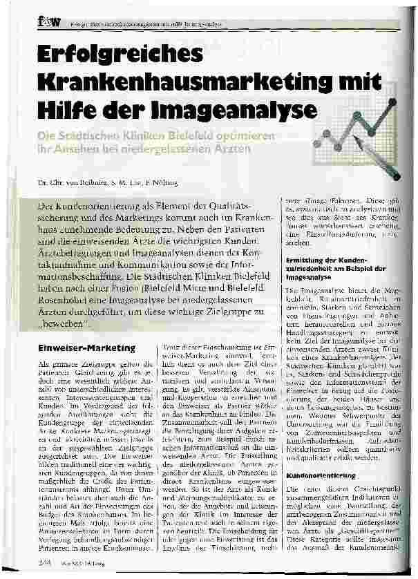 Vorschauseite 1: Erfolgreiches Krankenhausmarkting mit Hilfe der Imageanalyse Die Städtischen Kliniken Bielefeld optimieren ihr Ansehen bei niedergelassenen Ärzten