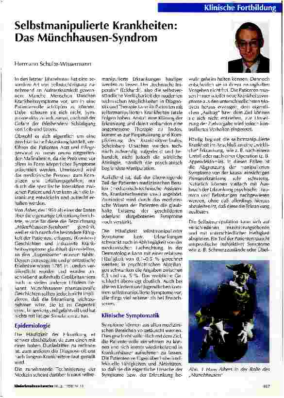 Vorschauseite 1: Selbstmanipulierte Krankheiten: Das Münchhausen-Syndrom