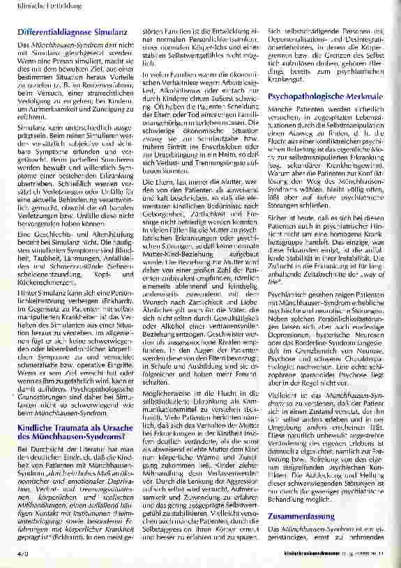 Vorschauseite 4: Selbstmanipulierte Krankheiten: Das Münchhausen-Syndrom