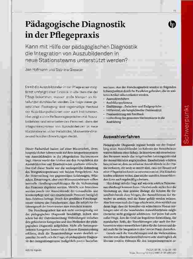 Vorschauseite 1: Pädagogische Diagnostik in der Pflegepraxis