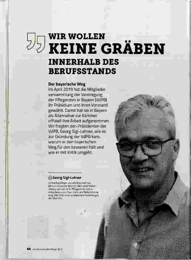 Vorschauseite 1: WIR WOLLEN KEINE GRÄBEN INNERHALB DES BERUFSSTANDS