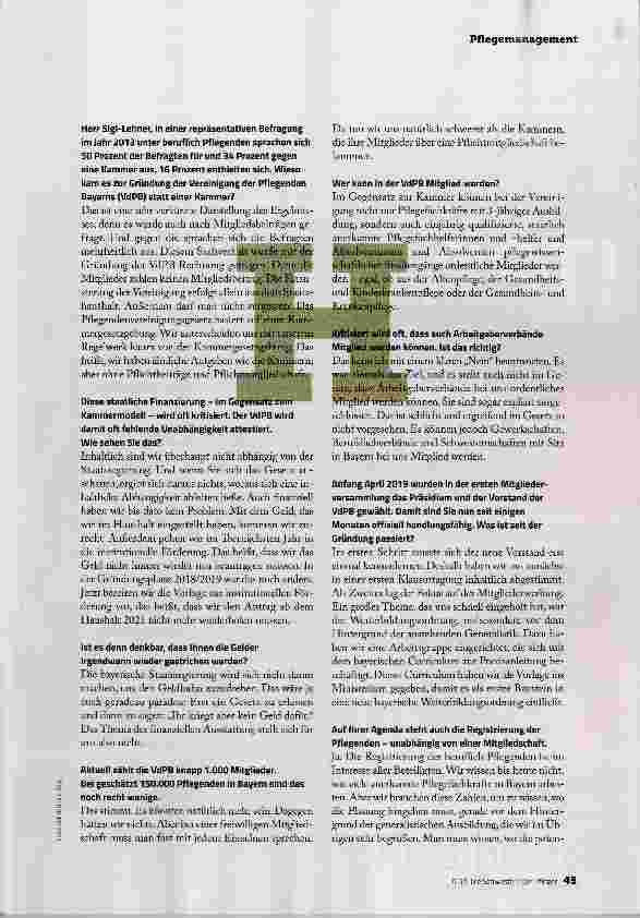 Vorschauseite 2: WIR WOLLEN KEINE GRÄBEN INNERHALB DES BERUFSSTANDS