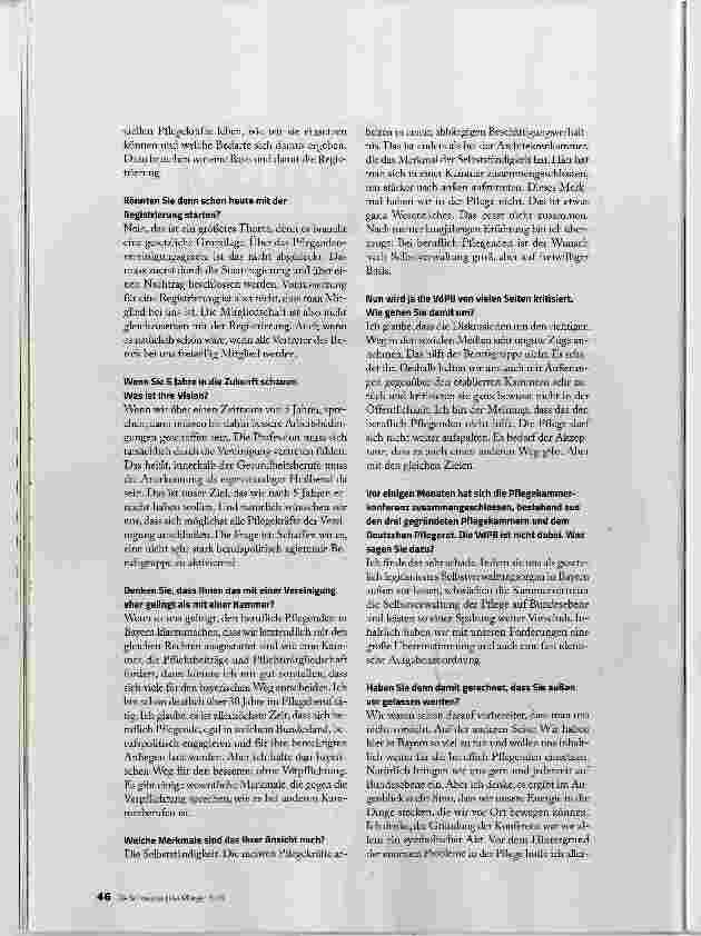 Vorschauseite 3: WIR WOLLEN KEINE GRÄBEN INNERHALB DES BERUFSSTANDS