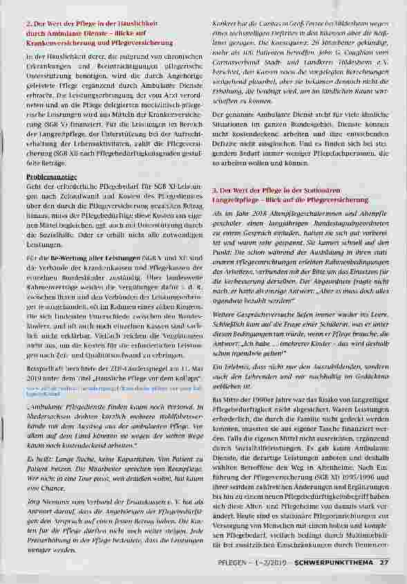 Vorschauseite 2: WEM IST PFLEGE WAS WERT?