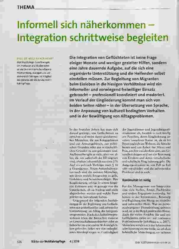 Vorschauseite 1: Informell sich näherkommen Integration schrittweise begleiten