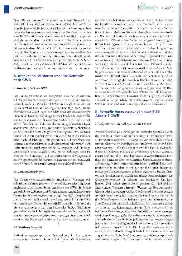 Vorschauseite 2: Krankenhausfusionen und ihre Kontrolle nach dem Gesetz gegen Wettbewerbsbeschränkungen (GWB)