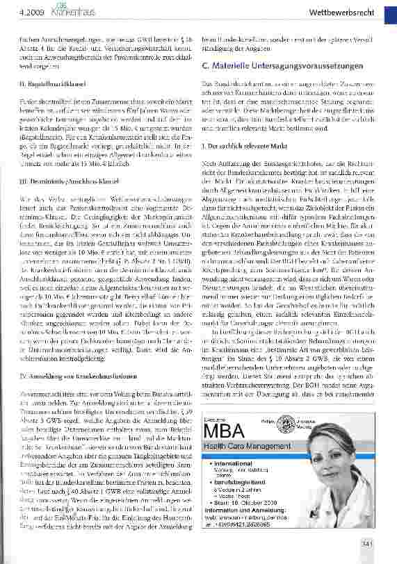 Vorschauseite 3: Krankenhausfusionen und ihre Kontrolle nach dem Gesetz gegen Wettbewerbsbeschränkungen (GWB)