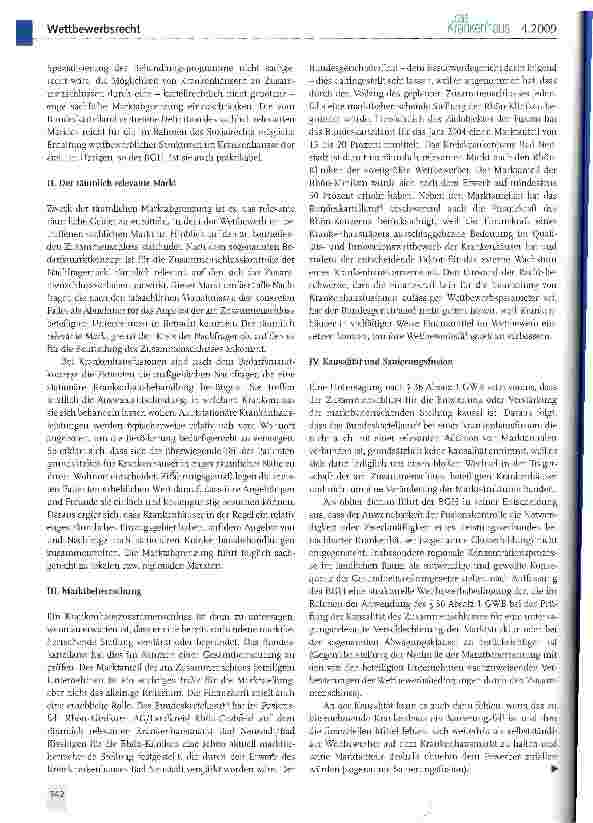 Vorschauseite 4: Krankenhausfusionen und ihre Kontrolle nach dem Gesetz gegen Wettbewerbsbeschränkungen (GWB)