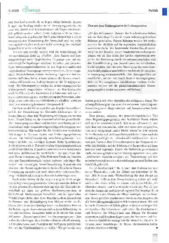 Vorschauseite 2: Zur gesundheitspolitischen Programmatik der Bundestagsparteien