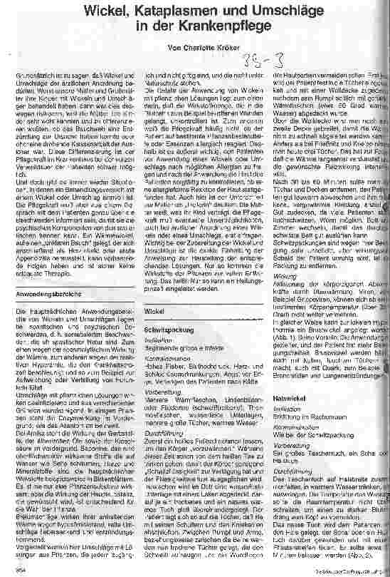Vorschauseite 1: Wickel, Kataplasmen und Umschläge in der Krankenpflege