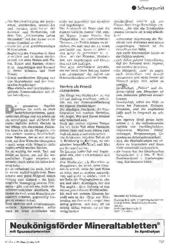 Vorschauseite 2: Die Arbeit mit Tod und Sterben aus pflegerische Sicht