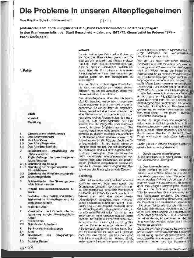 Vorschauseite 1: Die Probleme in unseren Altenheimen