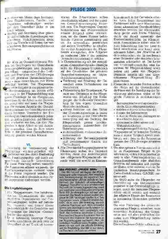 Vorschauseite 2: Wiener Erklärung und Empfehlungen Europäische Pflegekonferenz vom 21.-24. Juni 1988 in Wien