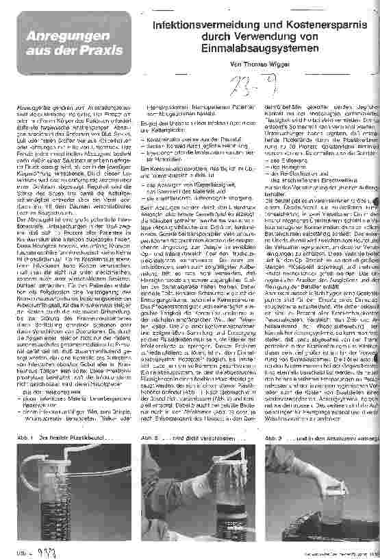 Vorschauseite 1: Infektionsvermeidung und Kostenersparnis durch Verwendung von Einmalsaugsystemen