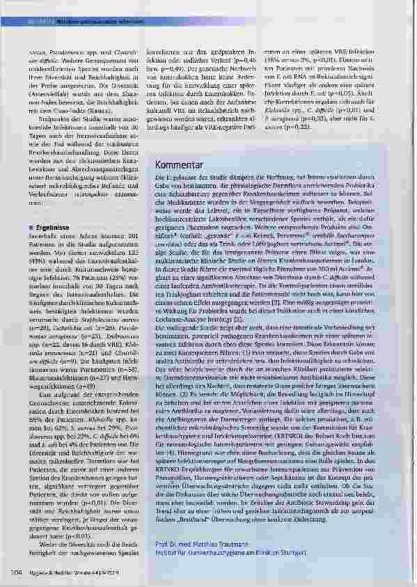 Vorschauseite 2: Gesundes Mikrobiom und potentiell pathogene Erreger: Weiche Roiie spieit die intestinaie Besiedlung für die Entstehung nosokomiaier infektionen?