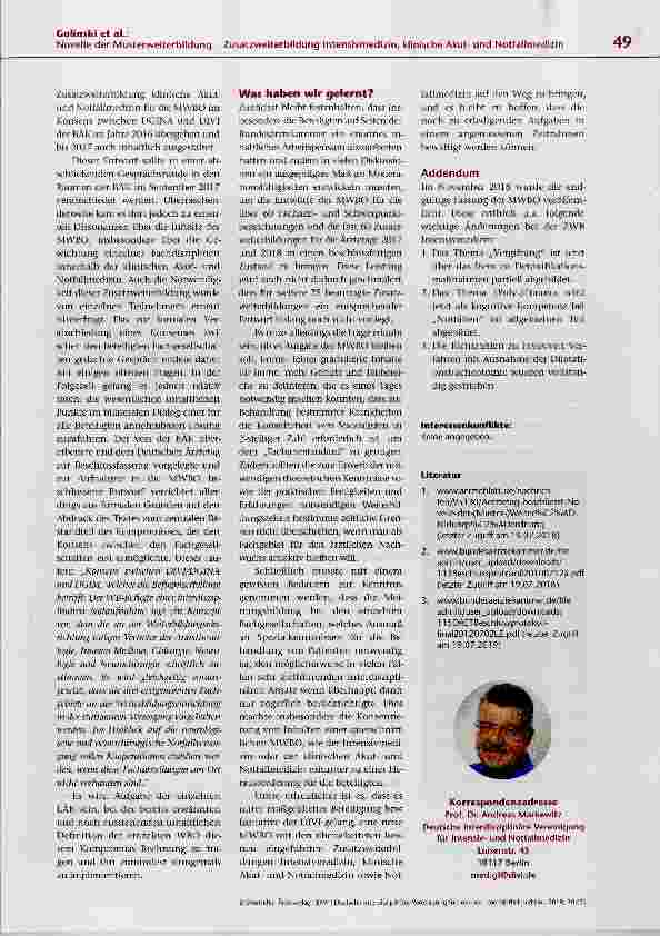 Vorschauseite 4: Novelle der Musterweiterbildung Zusatzweiterbildung Intensivmedizin, klinische Akutund Notfallmedizin