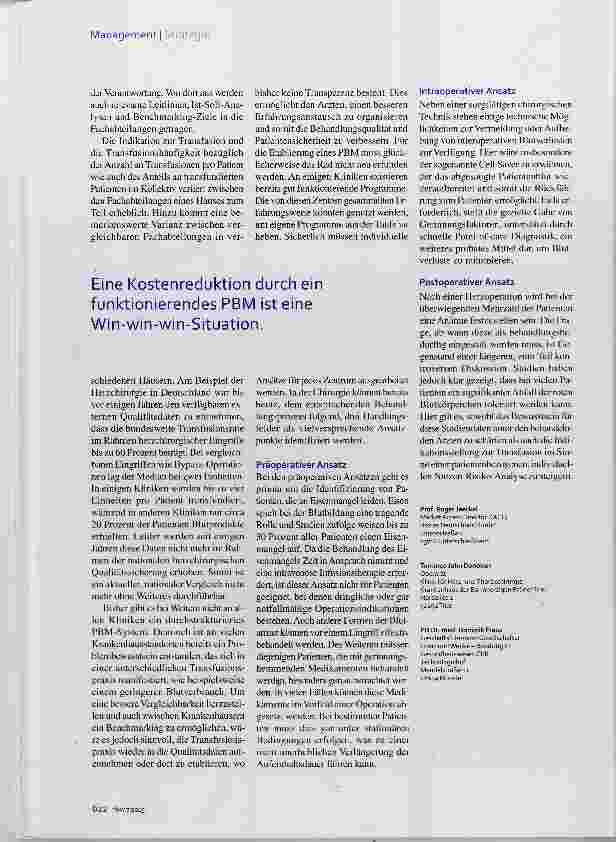 Vorschauseite 3: Patient Blood Management Weniger ist mehr