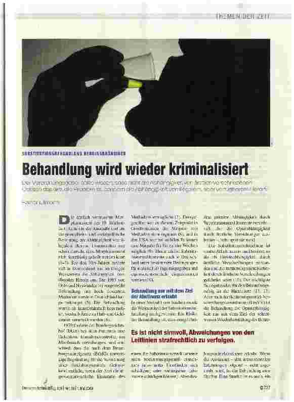 Vorschauseite 1: Behandlung wird wieder kriminalisiert