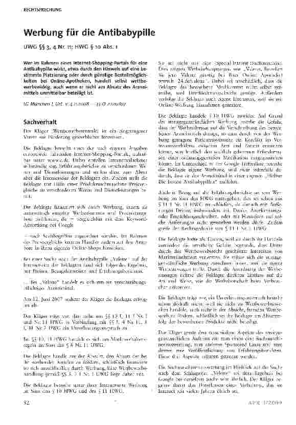 Vorschauseite 1: Werbung für die Antibabypille
