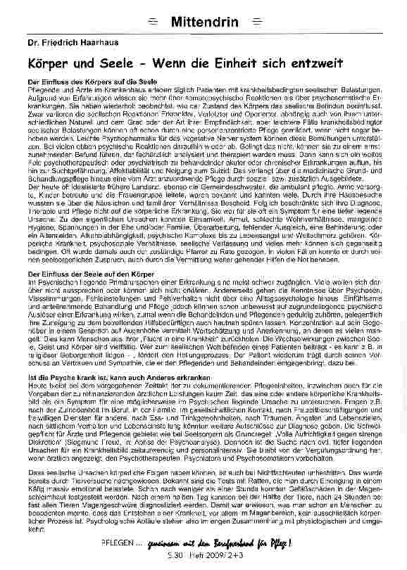 Vorschauseite 1: Körper und Seele - Wenn die Einheit sich entzweit
