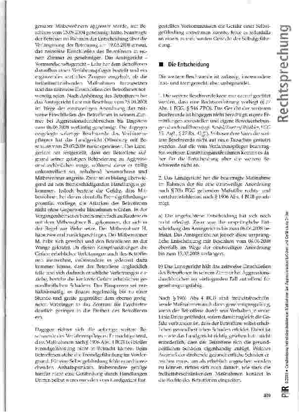 Vorschauseite 2: Genehmigung freiheitsbeschränkender Maßnahmen bei Aggressionsdurchbrüchen und Gefährdung Dritter