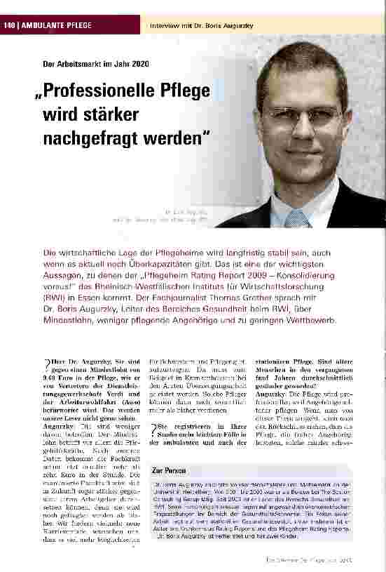 Vorschauseite 1: Professionelle Pflege wird stärker nachgefragt werden