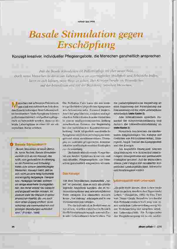 Vorschauseite 1: Basale Stimulation gegen Erschöpfung