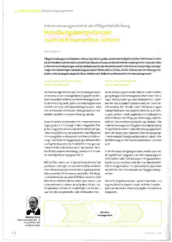 Vorschauseite 1: Interimsmanagement in der Pflegedienstleitung