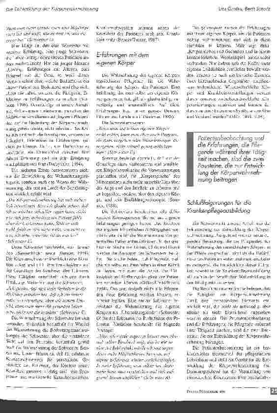 Vorschauseite 4: Die Entwicklung der Körperwahrnehmung und Schlußfolgerungen für die Krankenpflegeausbilddung