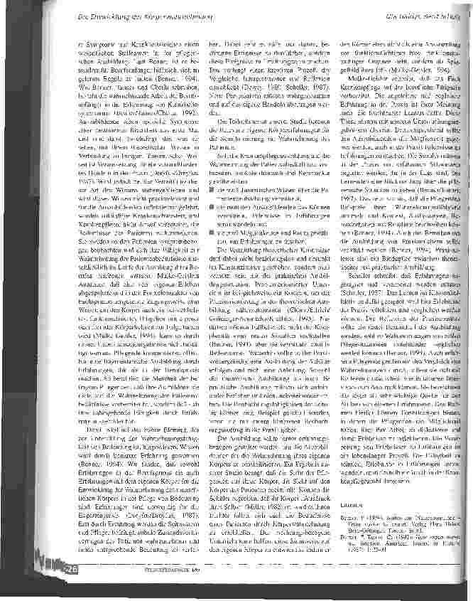 Vorschauseite 5: Die Entwicklung der Körperwahrnehmung und Schlußfolgerungen für die Krankenpflegeausbilddung