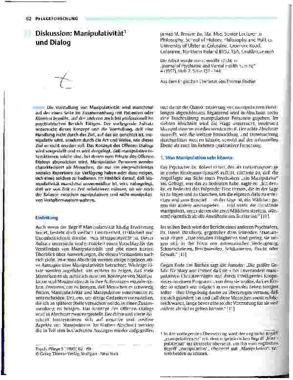 Vorschauseite 1: Diskussion: Manipulativität und Dialog