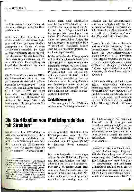 Vorschauseite 1: Die Sterilisation von Medizinprodukten mit Strahlen