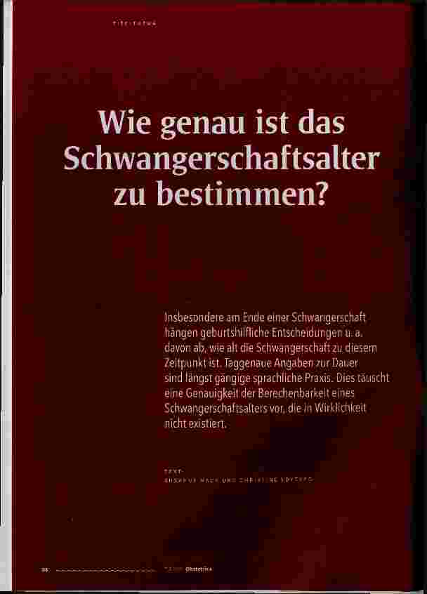 Vorschauseite 1: Wie genau ist das Schwangerschaftsalter zu bestimmen?