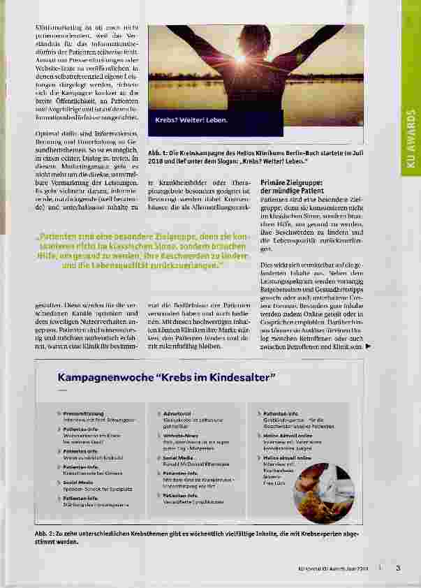 Vorschauseite 2: Krebs? Weiter! Leben. Das Helios Klinikum Berlin-Buch erreicht mit seiner Kampagne maximale Aufmerksamkeit für das Thema Krebs