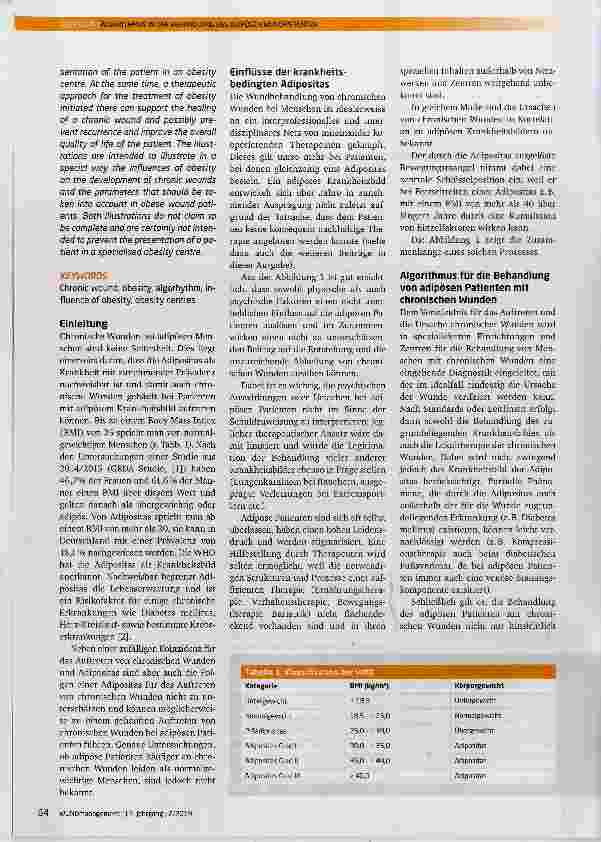 Vorschauseite 2: Algorithmus in der Behandlung des adipösen Wundpatienten