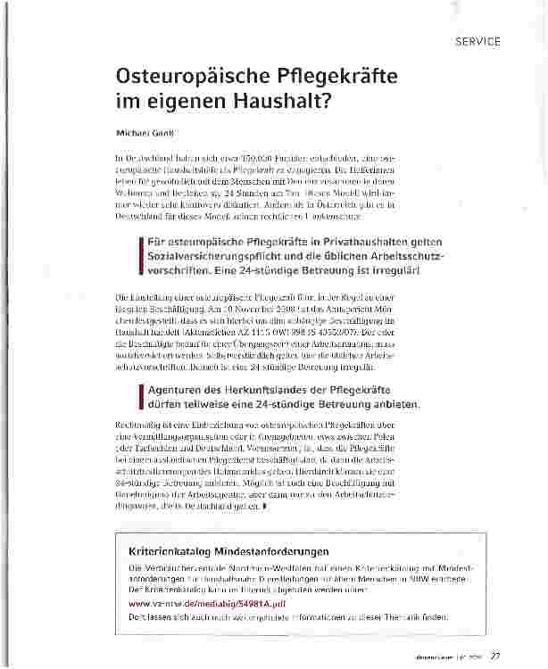 Vorschauseite 1: Osteuropäische Pflegekräfte im eigenen Haushalt?