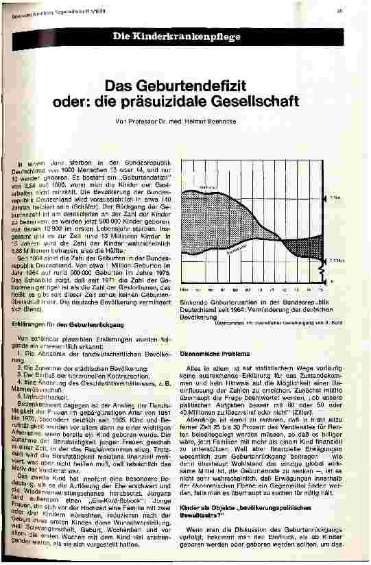 Vorschauseite 1: Das Geburtendefizit oder: die präsuizidale Gesellschaft