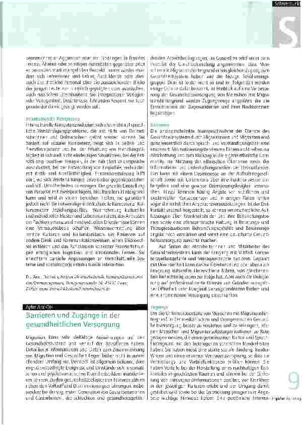 Vorschauseite 1: Barrieren und Zugänge in der gesundheitlichen Versorgung