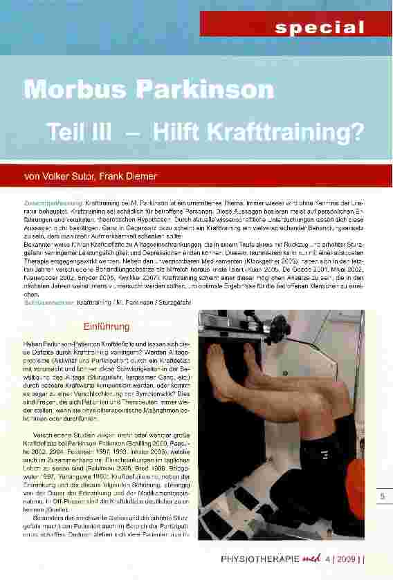 Vorschauseite 1: Morbus Parkinson Teil III - Hilft Krafttraining