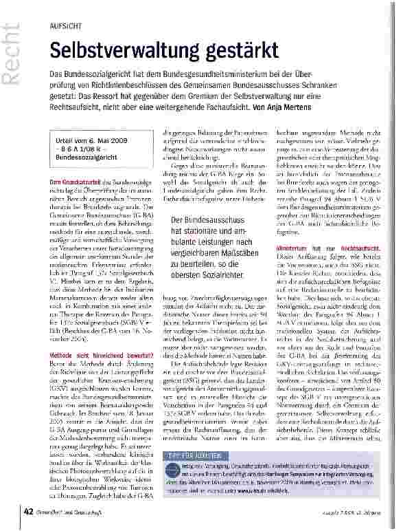 Vorschauseite 1: Selbstverwaltung gestärkt