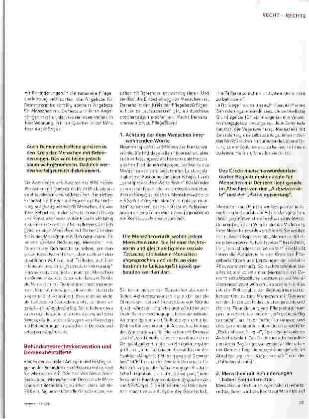 Vorschauseite 2: Menschen mit Demenz nicht zu Pflegefällen machen!