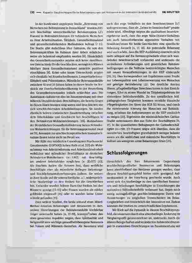 Vorschauseite 2: Geschlechtsspezifische Arbeitsbelastungen und Ressourcen in der stationären Behindertenhilfe - eine Annäherung