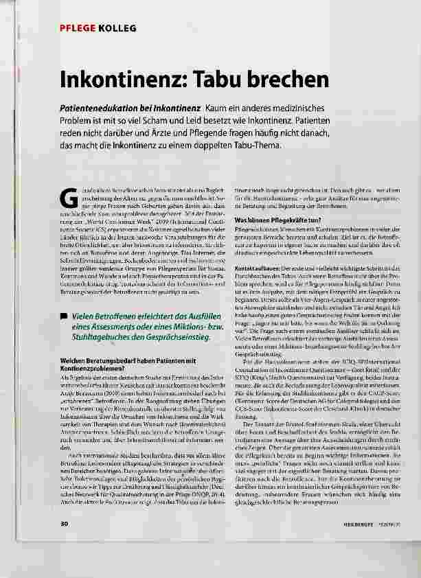 Vorschauseite 1: Inkontinenz: Tabu brechen
