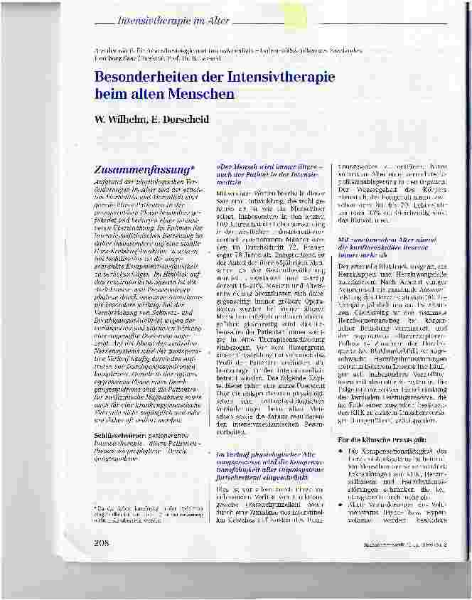 Vorschauseite 1: Besonderheiten der Intensivtherapie beim alten Menschen